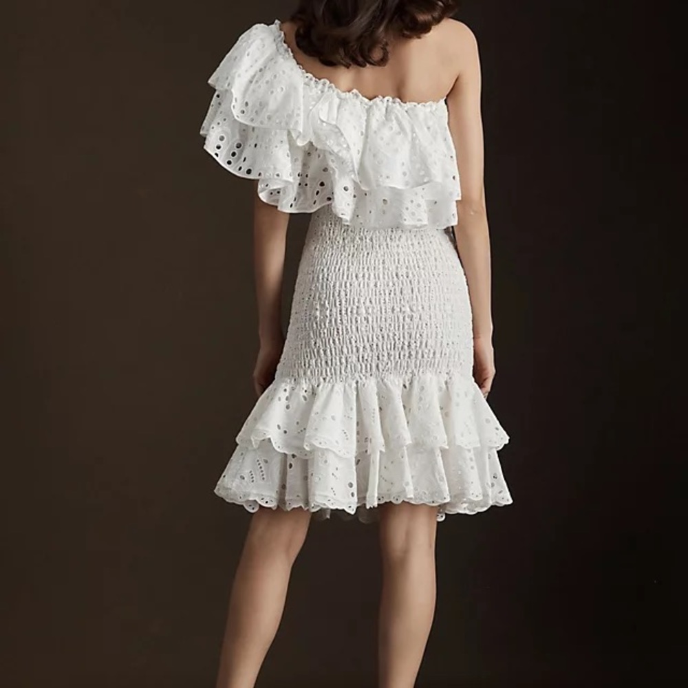 CHARO RUIZ MEGAN SHIRRED RUFFLED EYELET MINI SKIRT